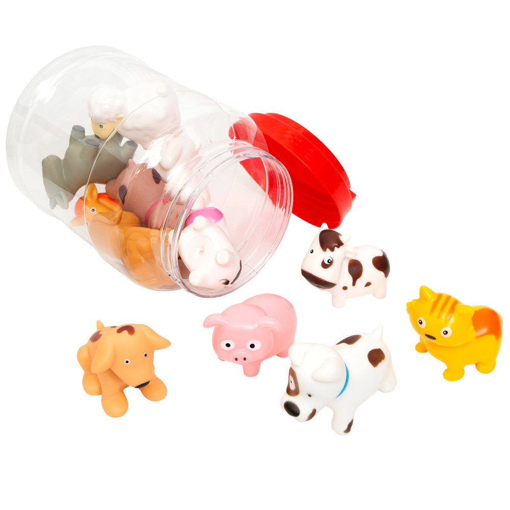 Boley: Bath Toy Bucket: Farm Animals - 12pc Playset - Cartoon Animal-Themed Water Toys