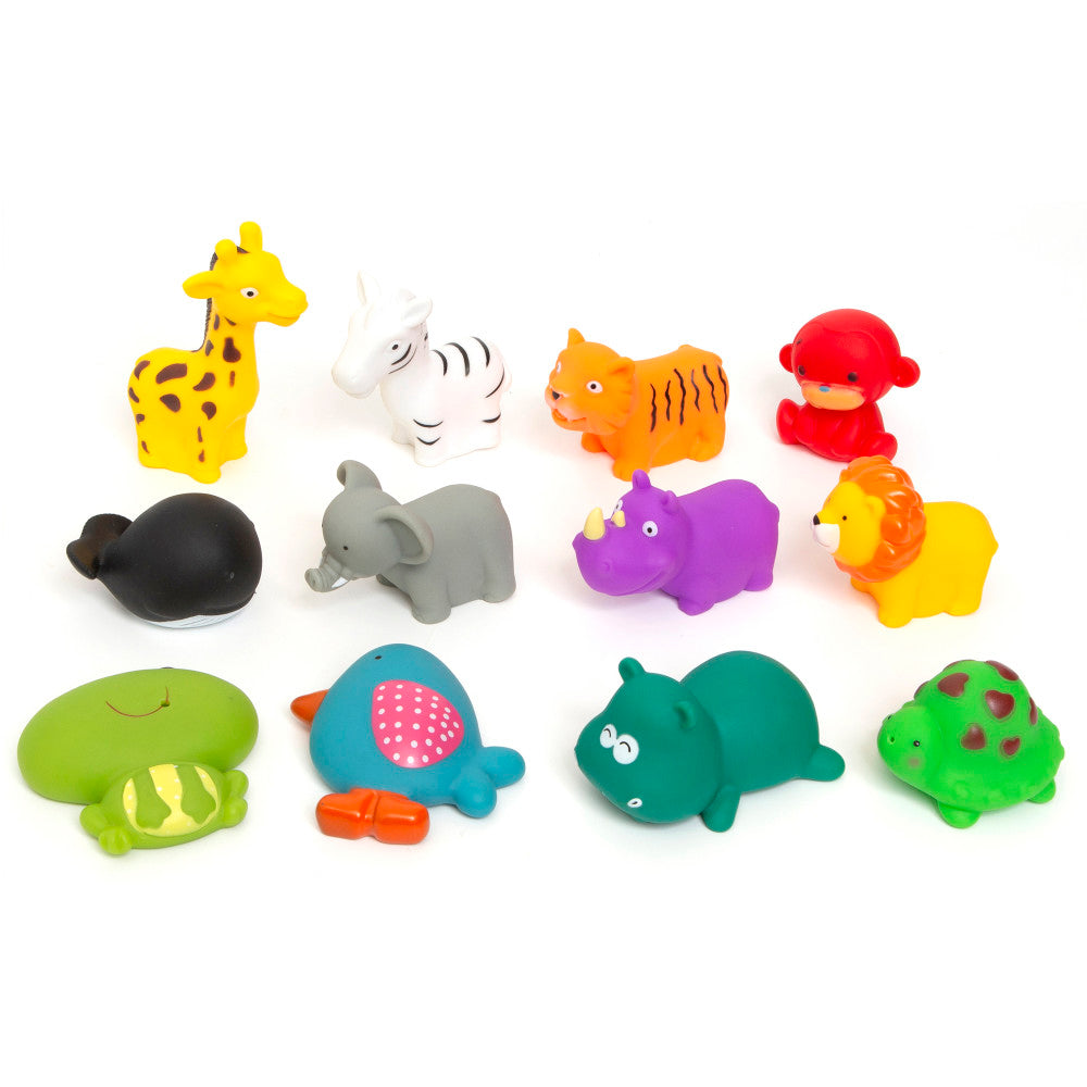 Boley: Bath Toy Bucket: Animals - 12pc Playset - Cartoon Animal-Themed Water Toys