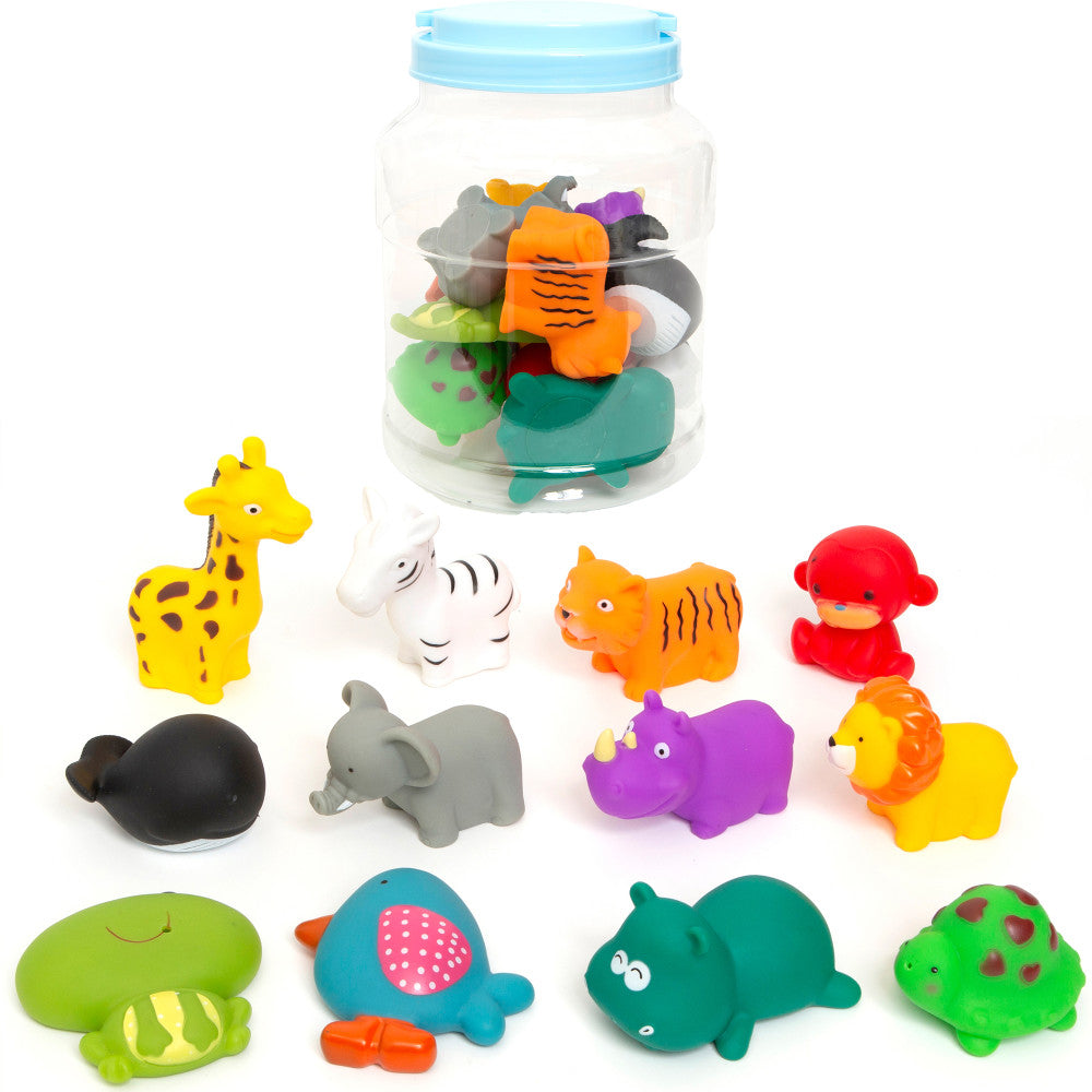 Boley: Bath Toy Bucket: Animals - 12pc Playset - Cartoon Animal-Themed Water Toys