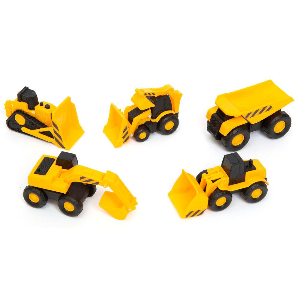 Boley: Mini Construction Vehicles - 5pk - Yellow & Black, Realistic Equipment Toy Playset