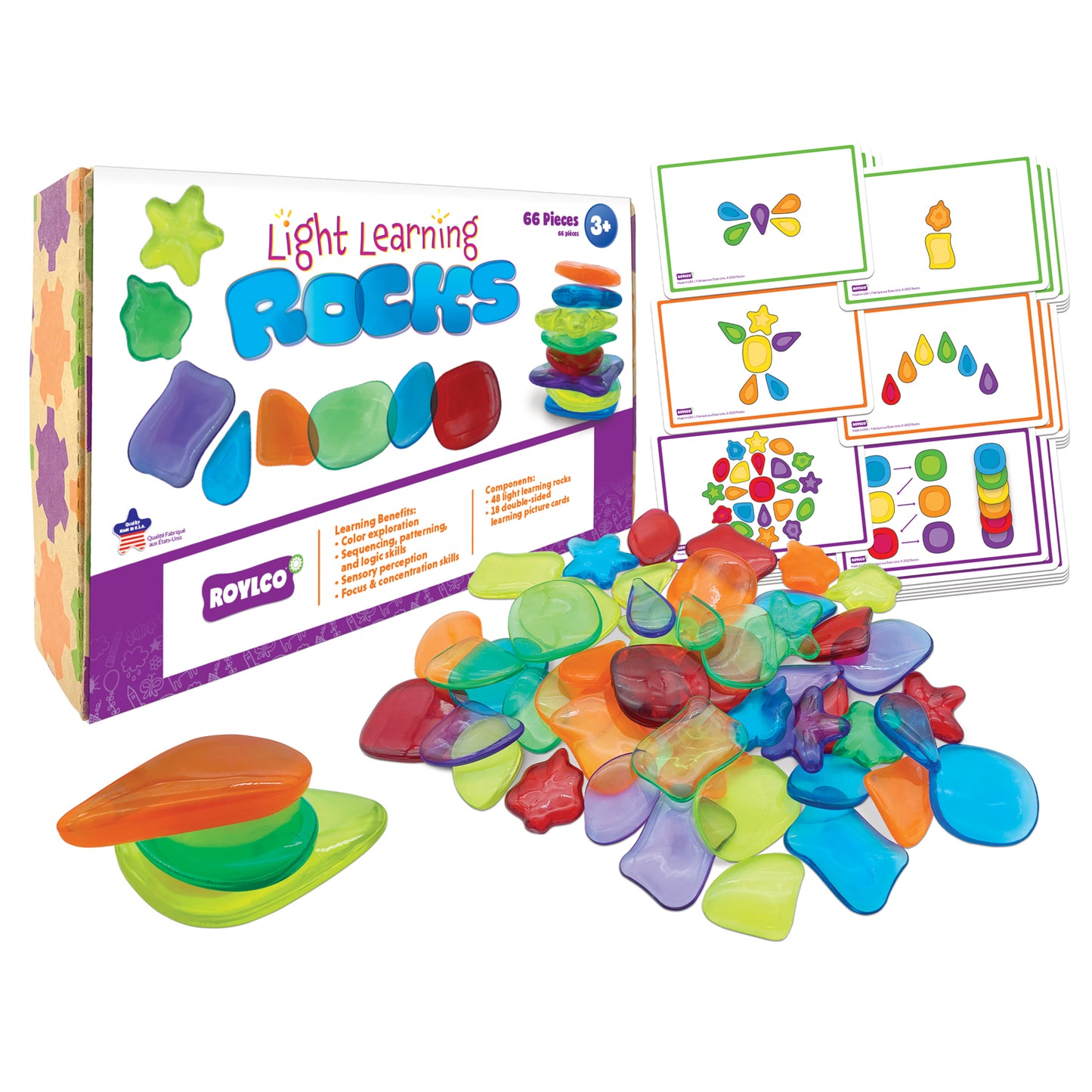 Roylco Light Learning Rocks - Sensory Educational Toy - Multicolor