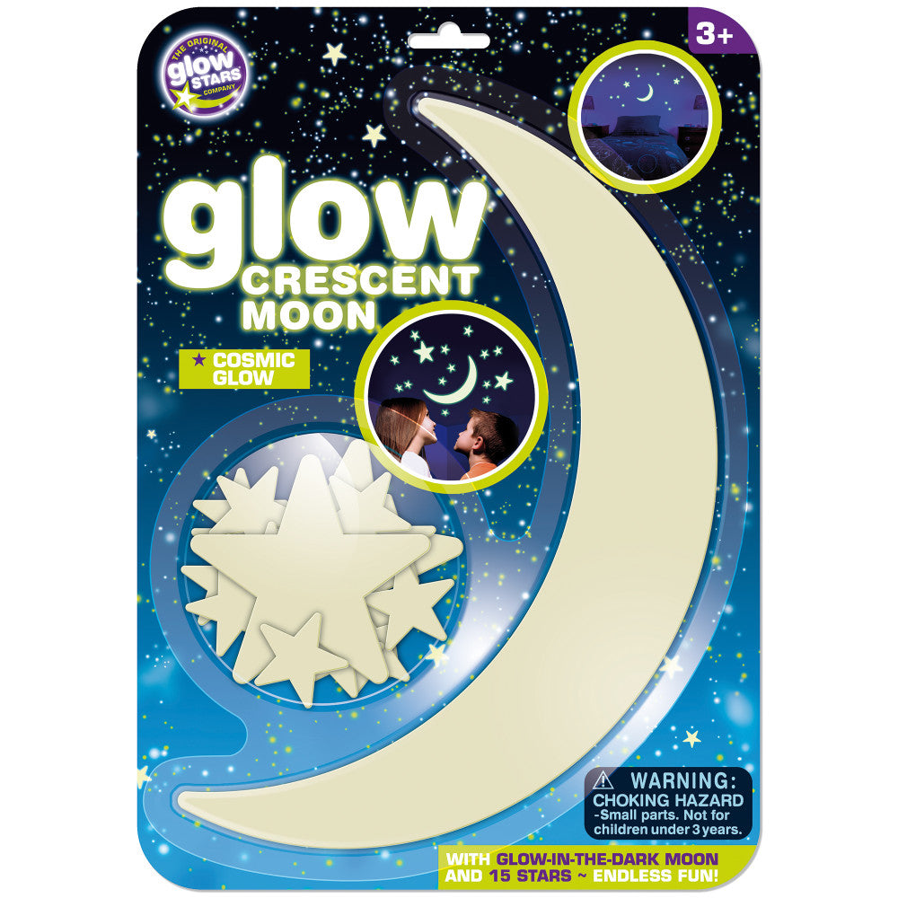 The Original Glowstars - Glow Crescent Moon and Stars Set - Glow-In-The-Dark