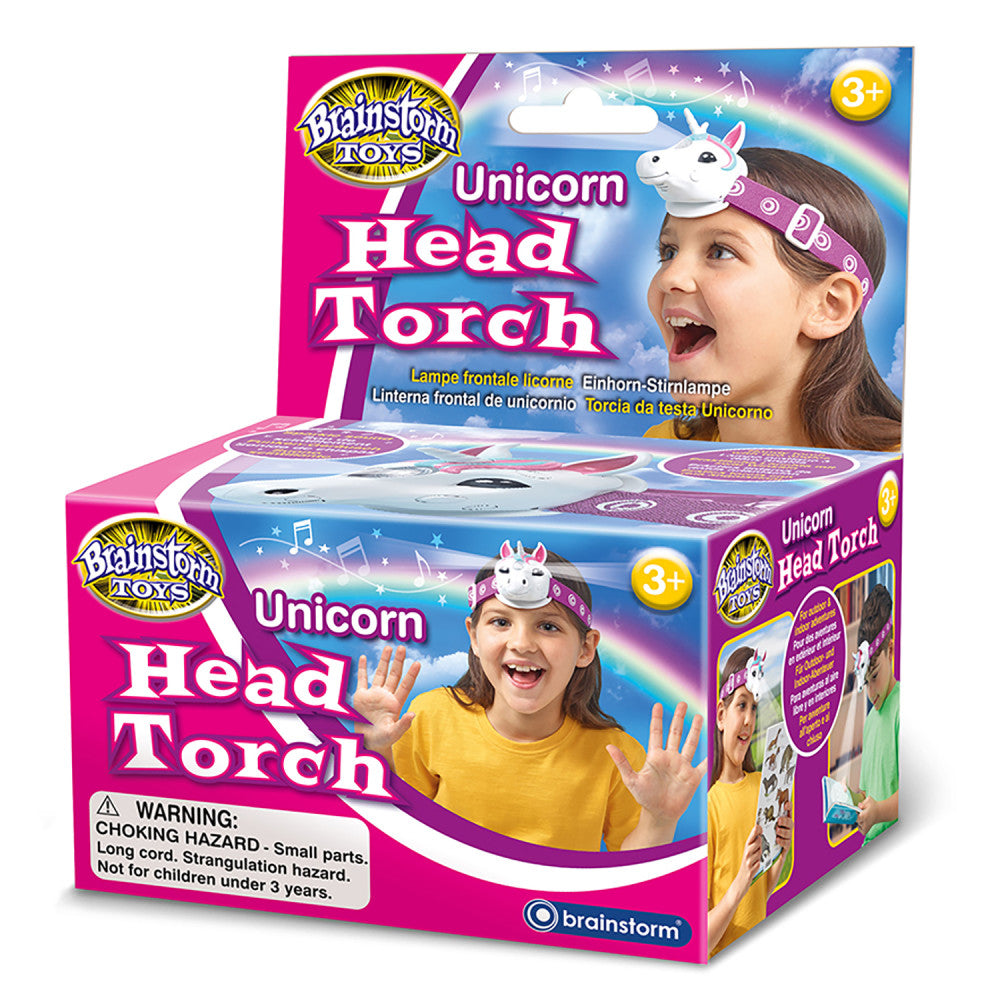 Brainstorm Unicorn Head Flashlight - Interactive Light & Sound