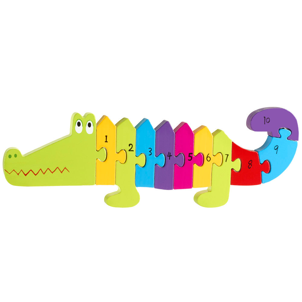 Orange Tree Toys Crocodile Number Wooden Puzzle - 11 pc