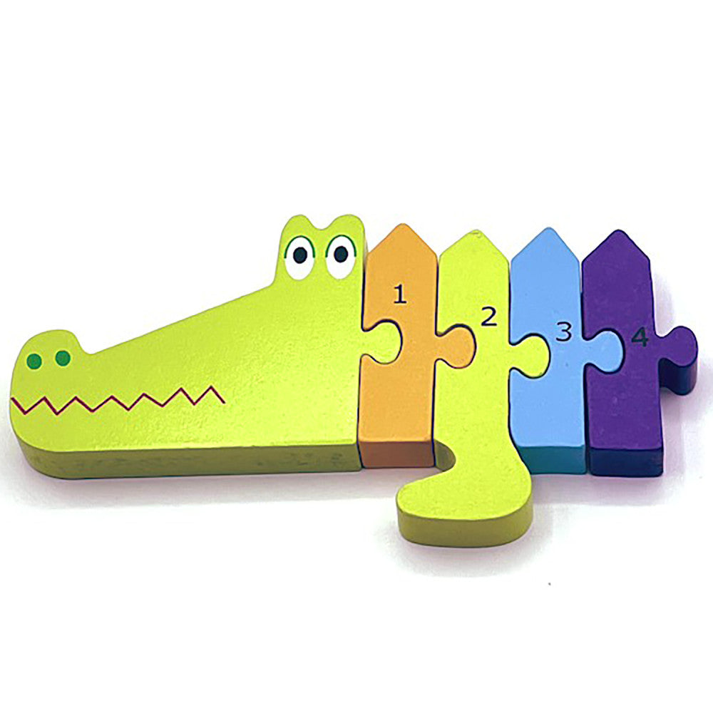 Orange Tree Toys Crocodile Number Wooden Puzzle - 11 pc