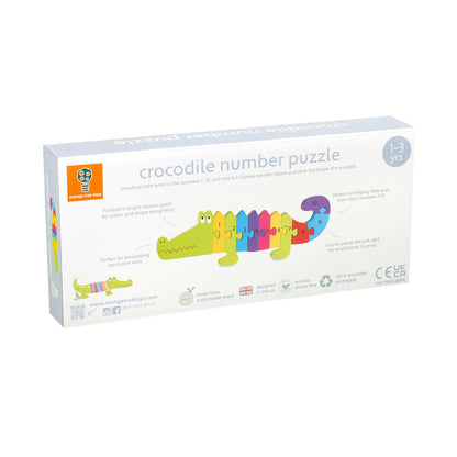 Orange Tree Toys Crocodile Number Wooden Puzzle - 11 pc