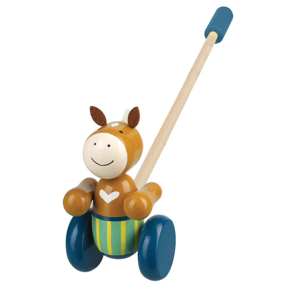 Orange Tree Toys Push Along Pony - Colorful Wooden Toddler Toy