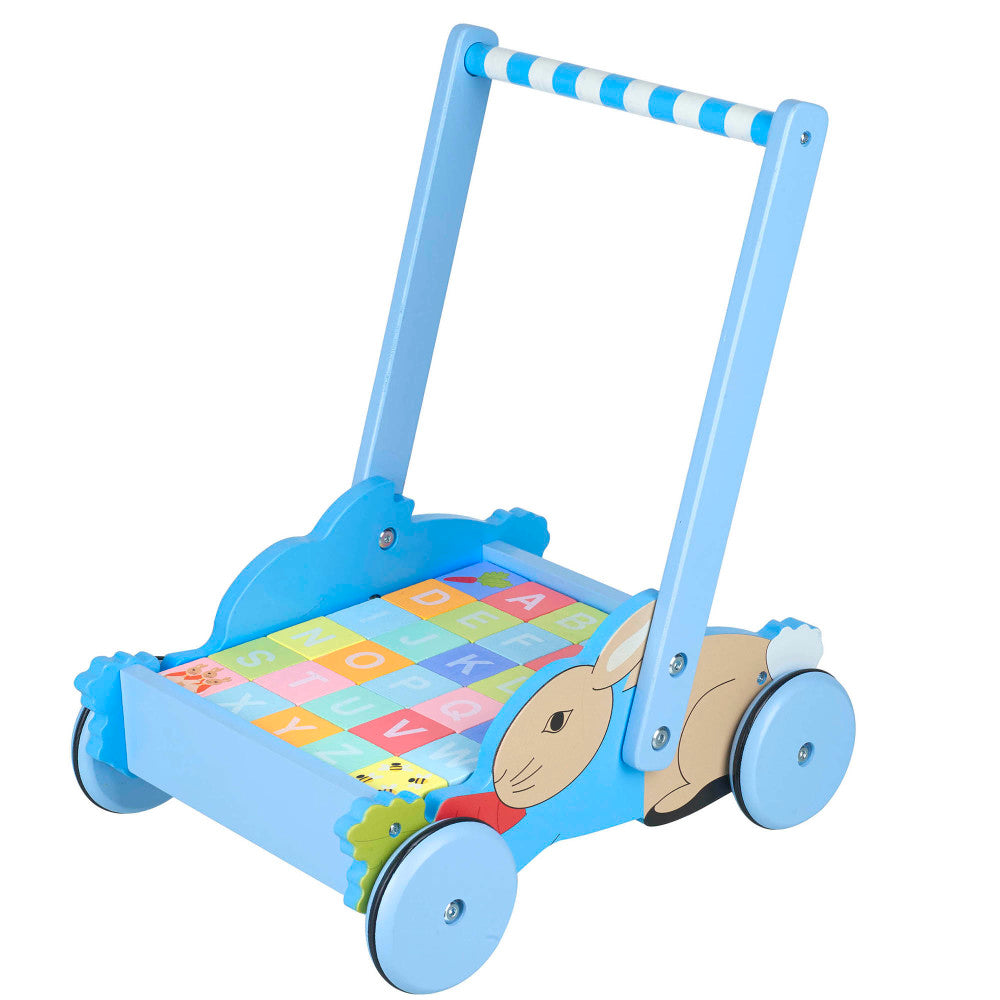 Peter Rabbit Wooden Block Trolley - Push & Pull Learning Toy for Toddlers