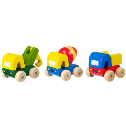 Orange Tree Toys First Trucks - Set of 3 Wooden Vehicles for Toddlers