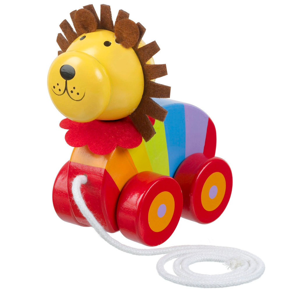 Orange Tree Toys Pull-Along Lion - Colorful Wooden Toy for Toddlers