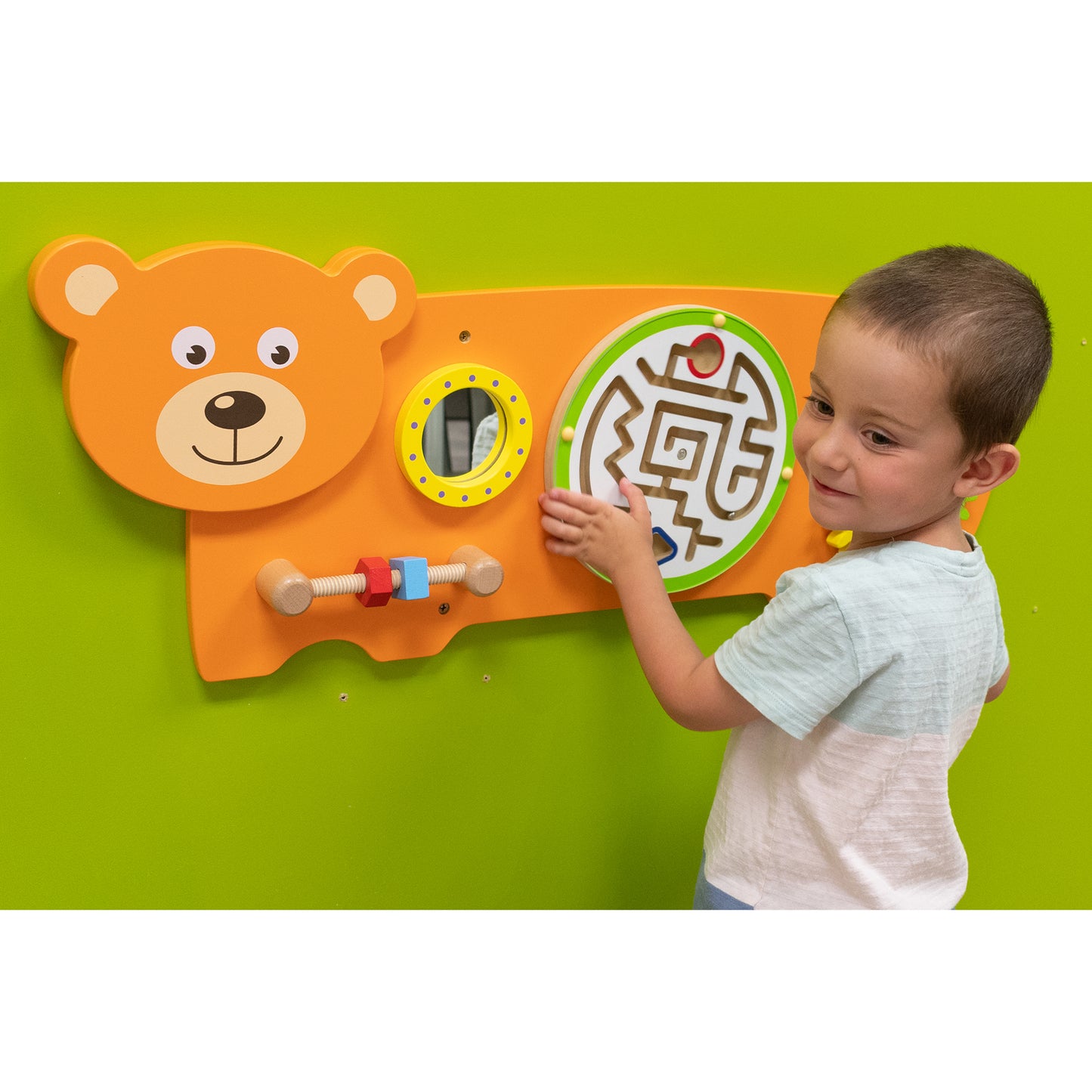 Learning Advantage Bear Activity Wall Panel - Interactive Toddler Learning Center