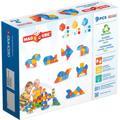 Geomag Magicubes 9-Piece Recycled Shapes Set - STEM Building Blocks