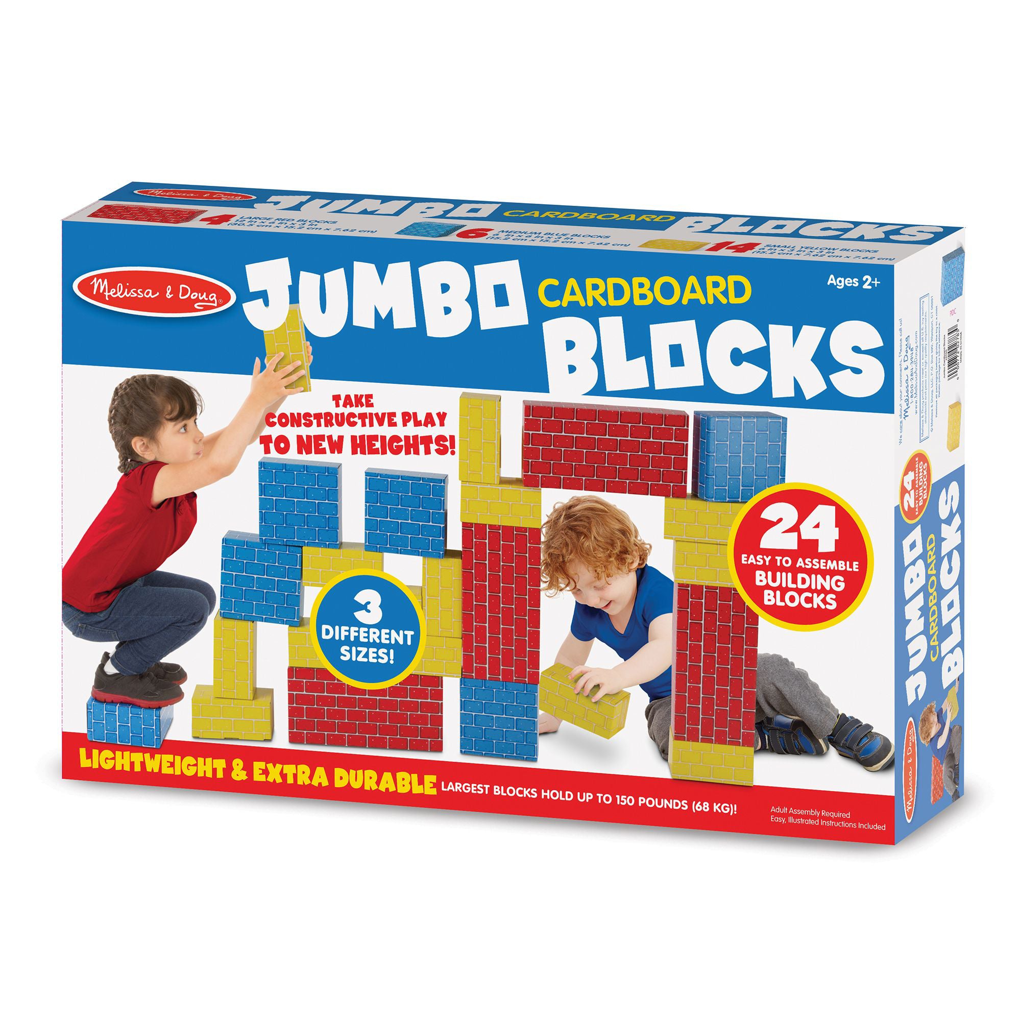 Melissa Doug Jumbo Cardboard Building Blocks 24 Piece Colorful Set Toys R Us