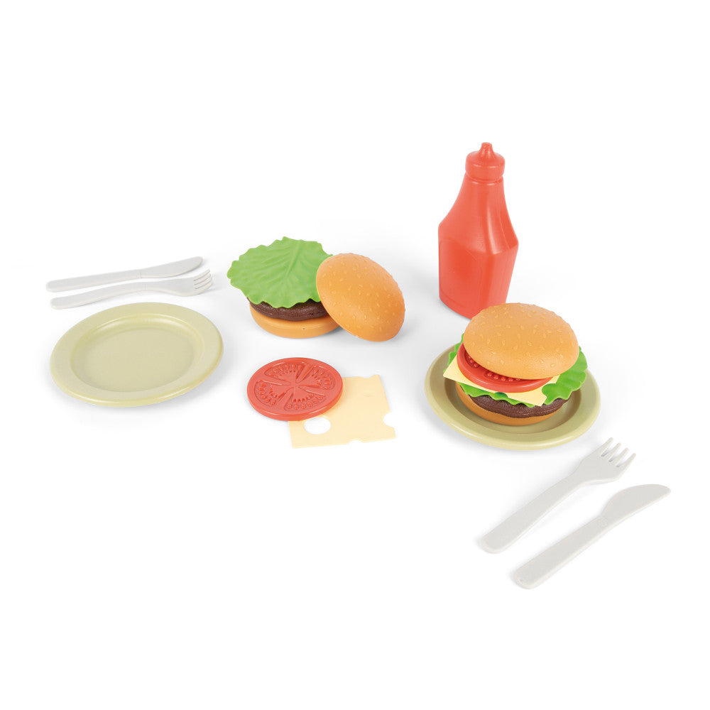 Dantoy BIO Burger 19-Piece Play Food Set - Eco-Friendly Bioplastic, for Toddlers Age 2+