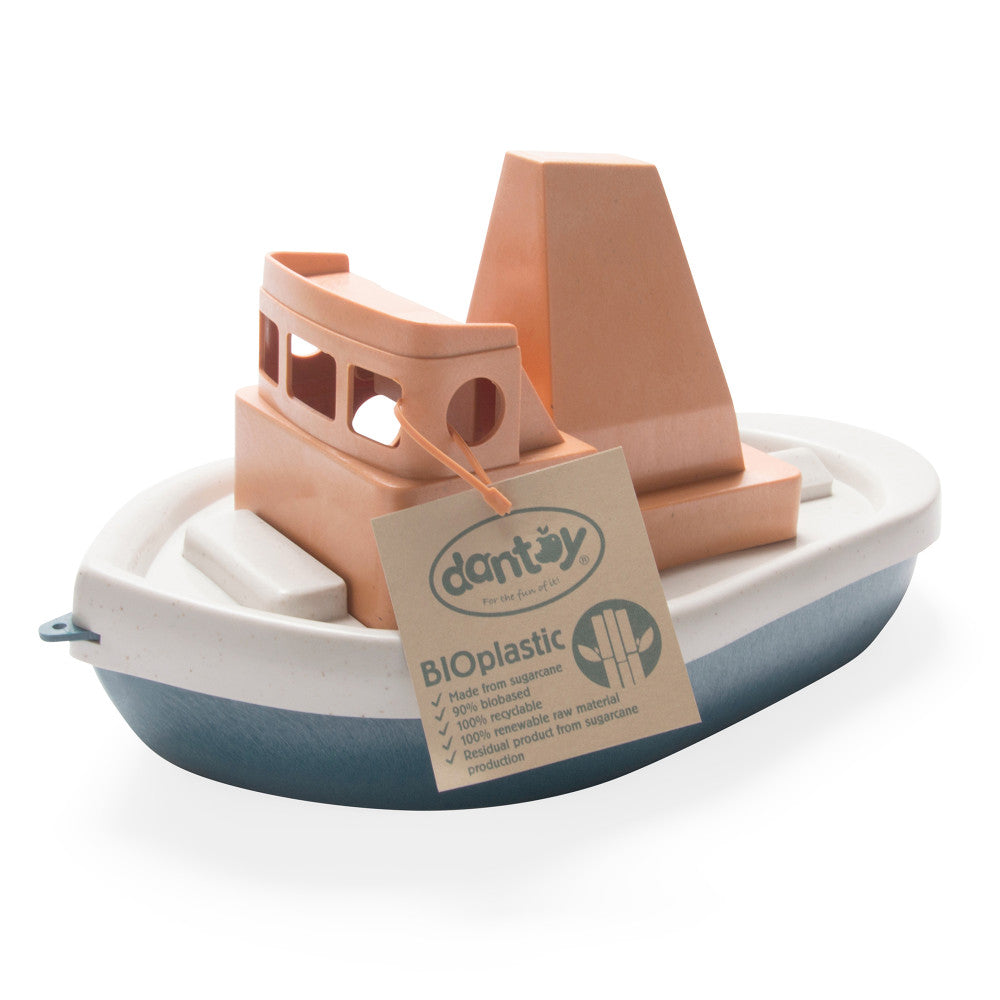 Dantoy BIO Tuff Tuff Boat - Eco-Friendly Toy Tug Boat in Peach & Blue