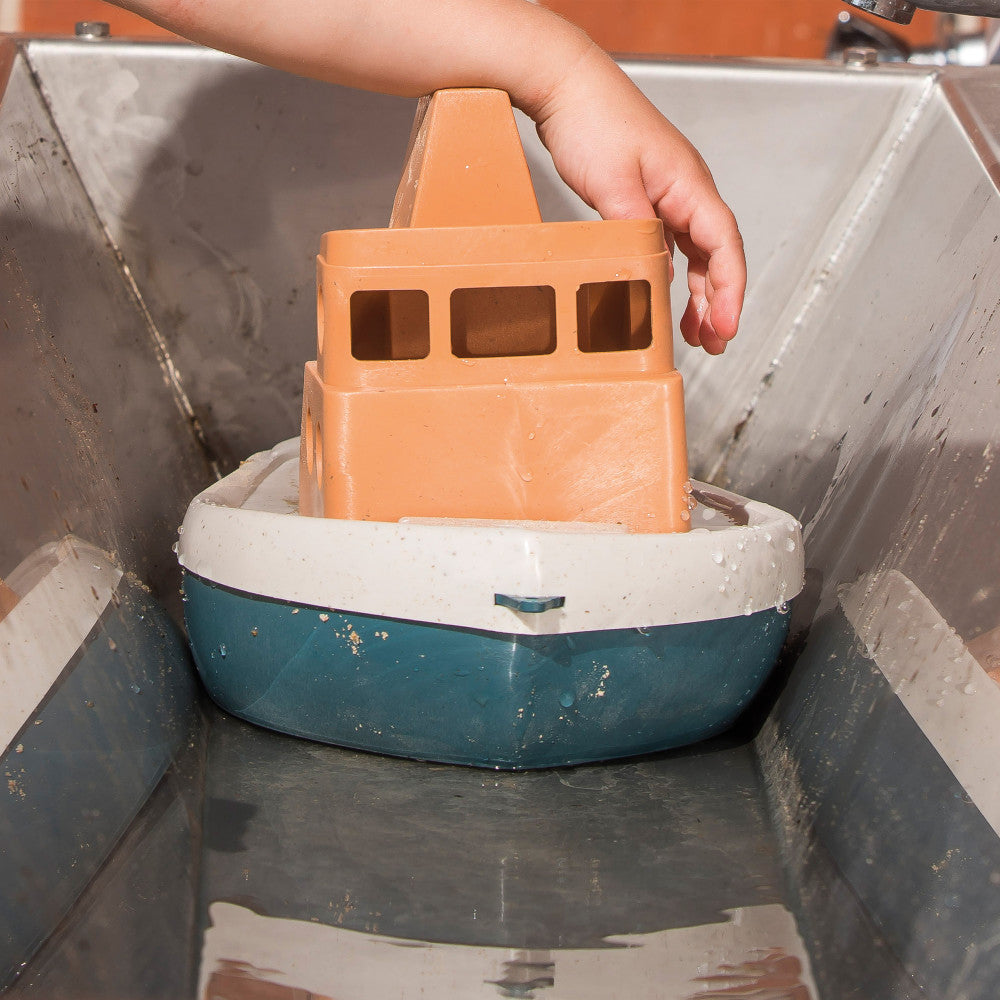 Dantoy BIO Tuff Tuff Boat - Eco-Friendly Toy Tug Boat in Peach & Blue