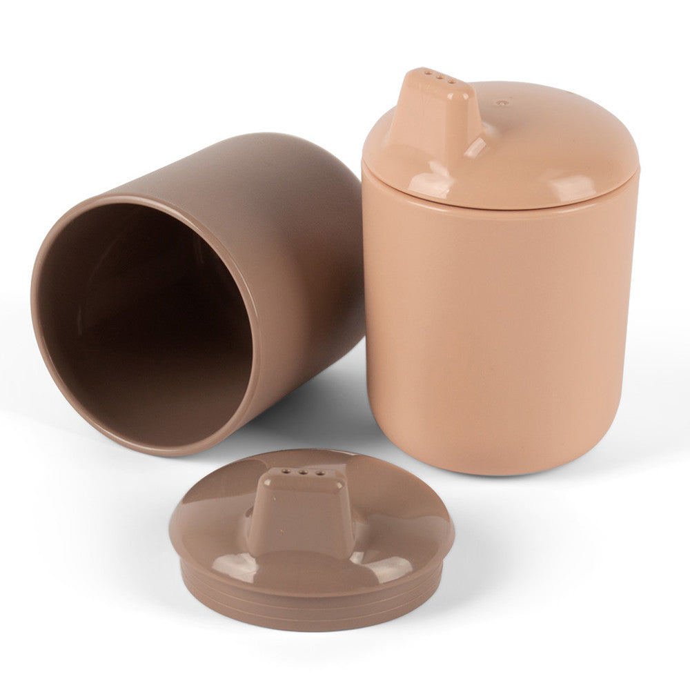 Dantoy Tiny BIO 2-Piece Sippy Cup Set - Mocha & Sand, Ages 1 mo+