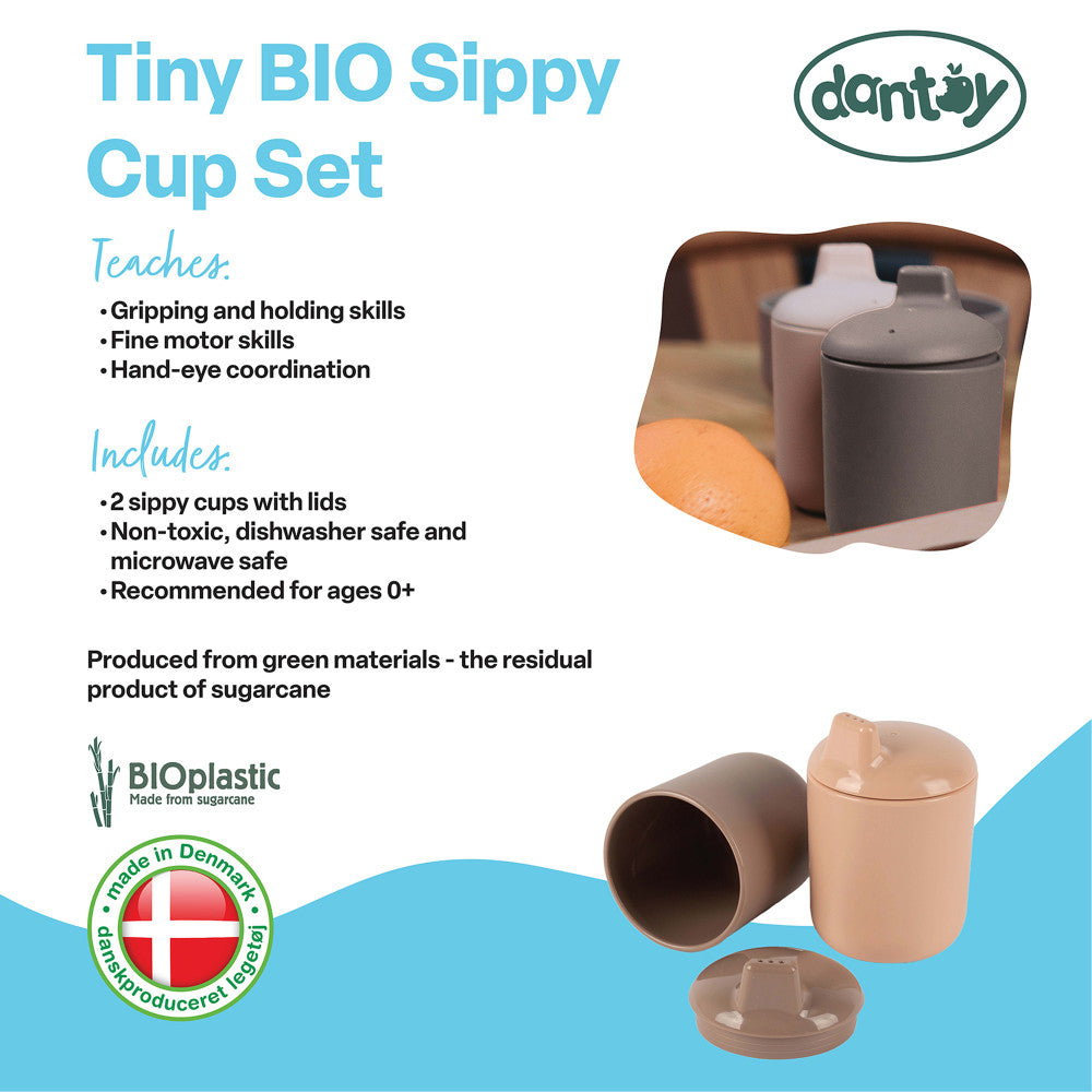 Dantoy Tiny BIO 2-Piece Sippy Cup Set - Mocha & Sand, Ages 1 mo+