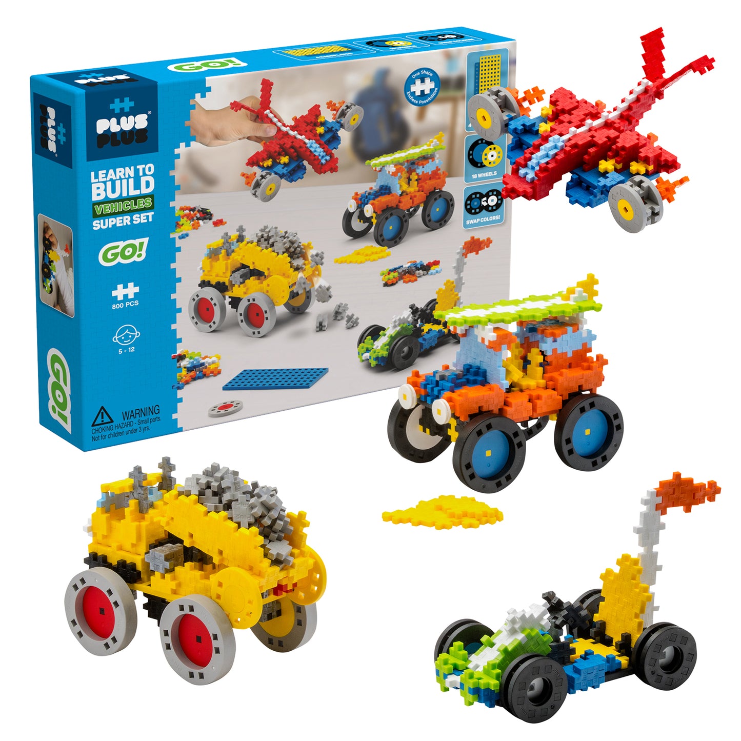 Plus-Plus Learn to Build GO! Vehicles Super Set - 800 Pieces