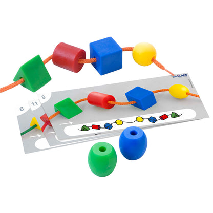 Miniland Educational Activity Shapes - Giant Beads and Laces Set - Learning Toy