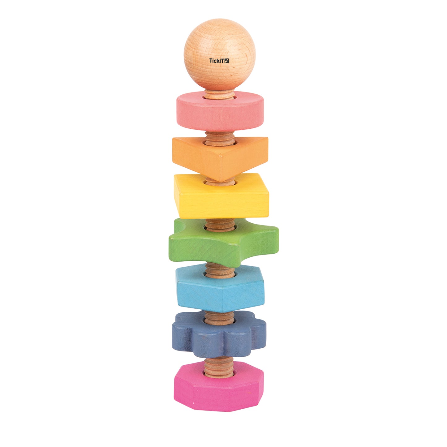 TickiT Rainbow Wooden Shape Twister ‚Äì Educational Color & Shape Recognition Toy