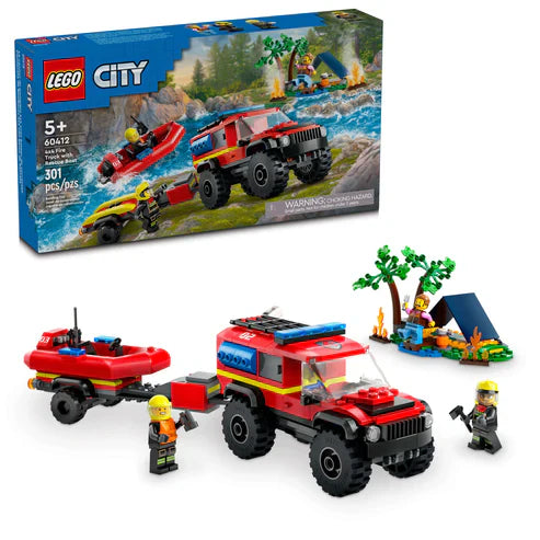 LEGO® City 4x4 Fire Truck with Rescue Boat Toy 60412