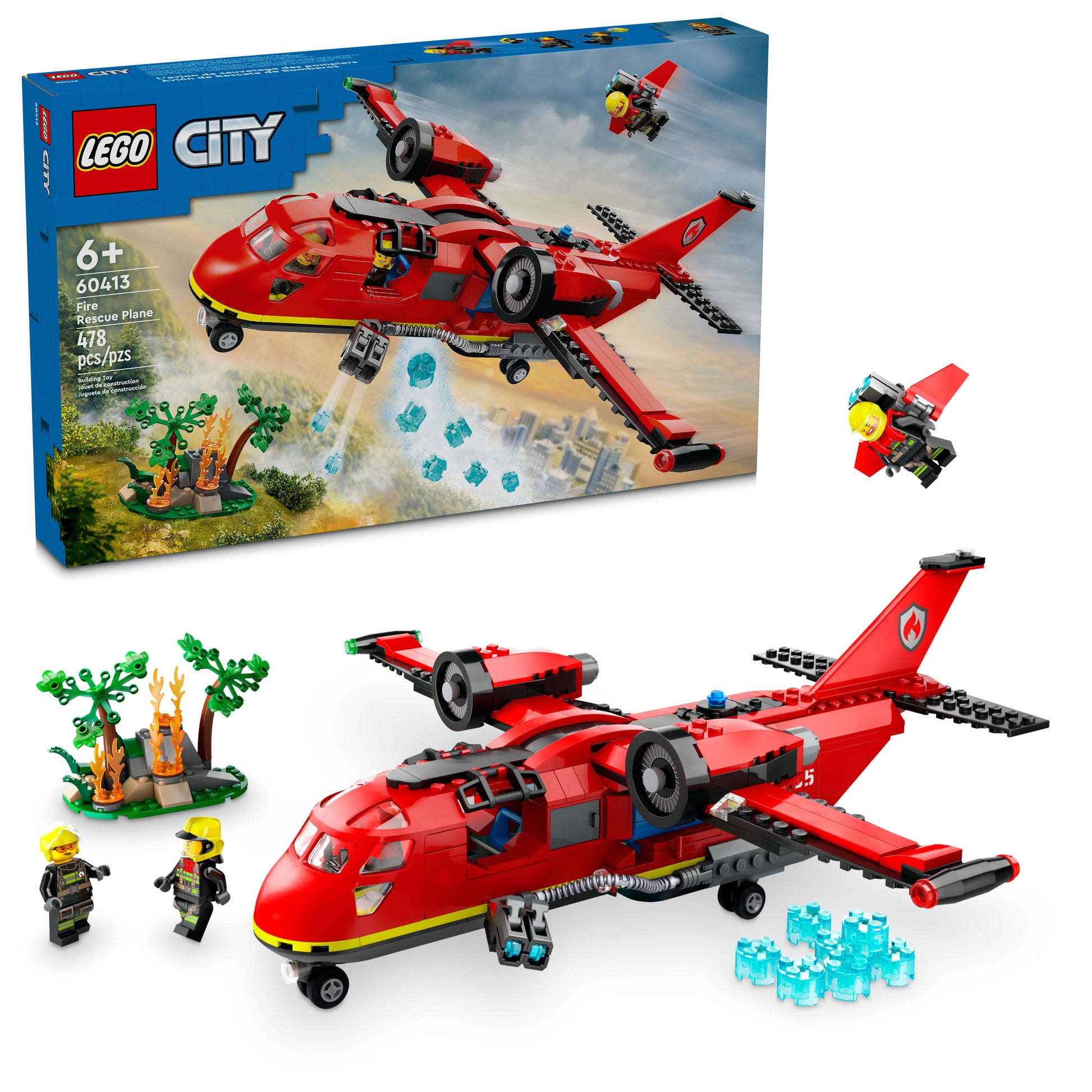 LEGO City Fire Rescue Plane Building Toy Set 60413