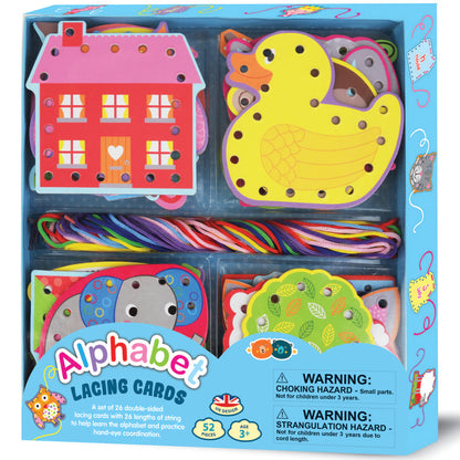 Buddy & Barney: Alphabet Lacing Cards - 52pc