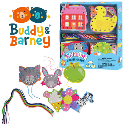 Buddy & Barney: Alphabet Lacing Cards - 52pc