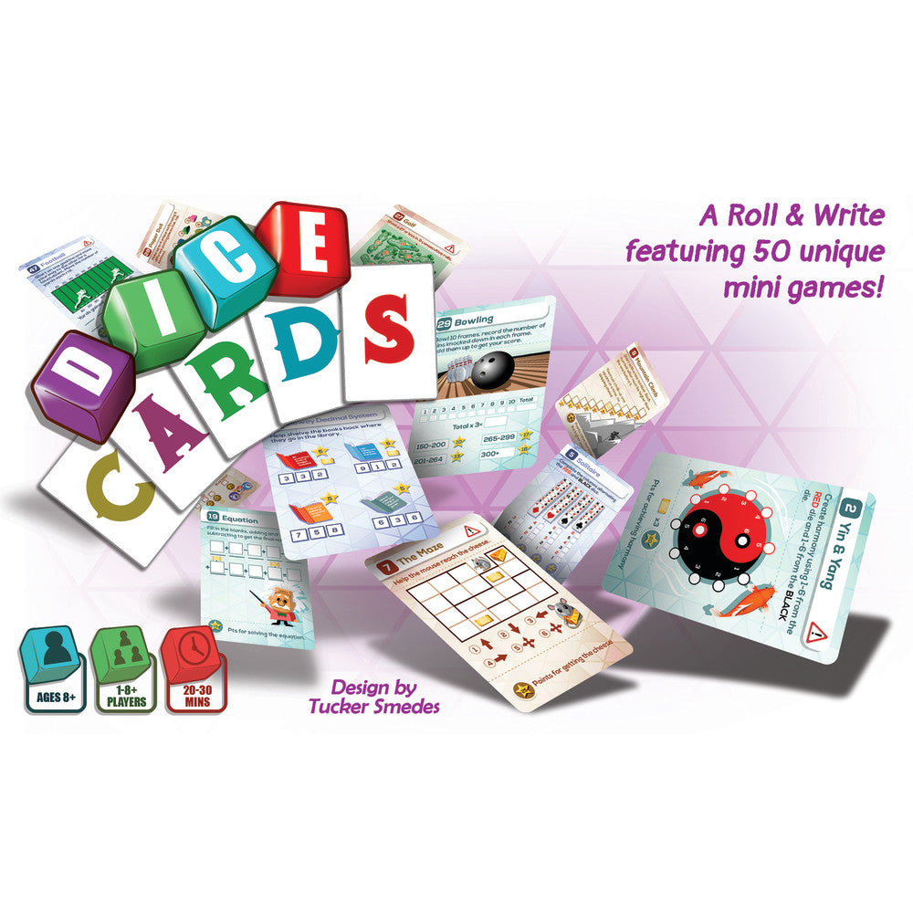 CardLords Dice Cards: 50 Roll & Write Mini Games, Ages 8+