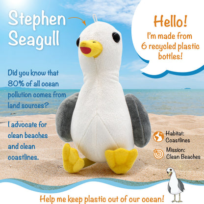 Shore Buddies Stephen Seagull 12 inch Interactive Plush Toy with Authentic Sounds