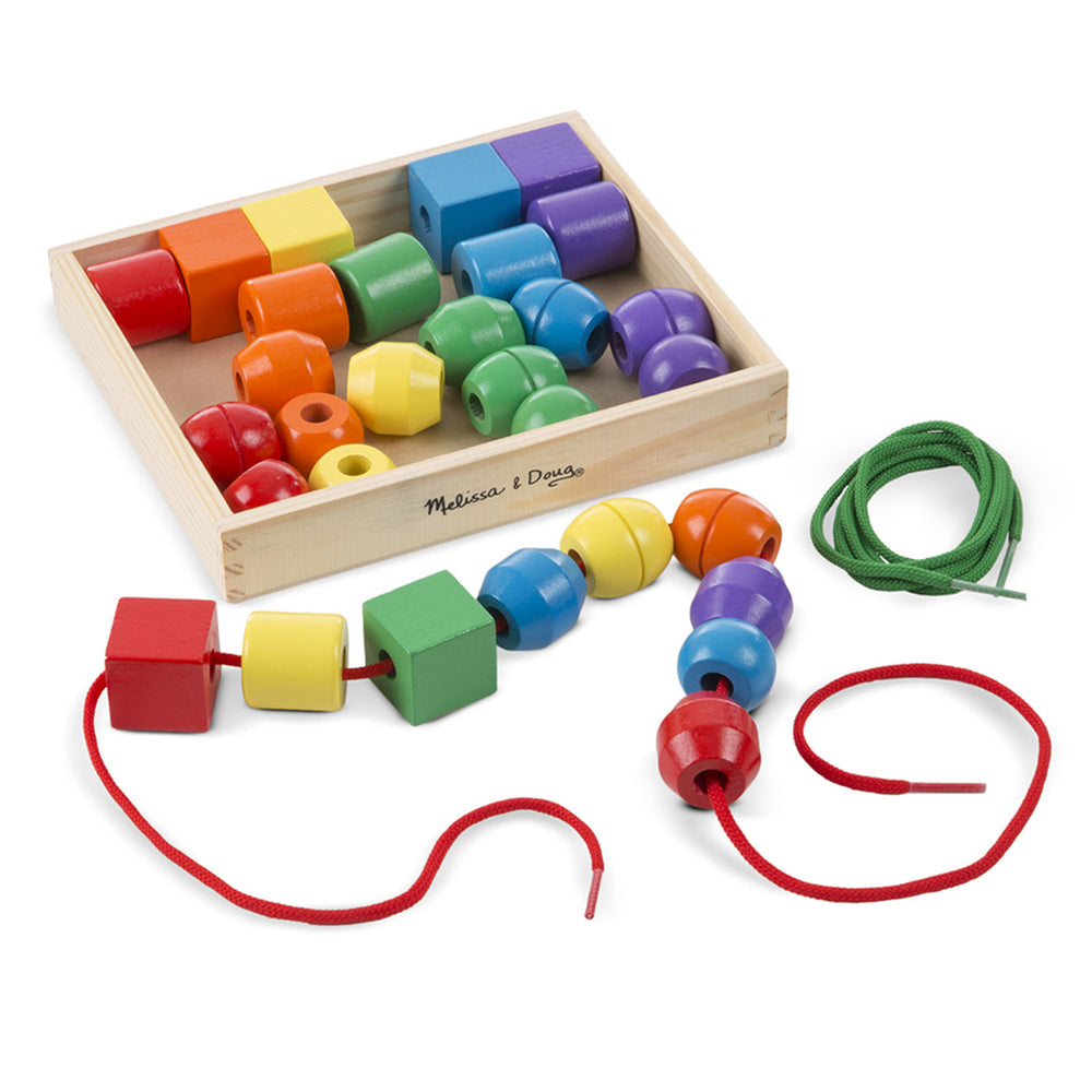 Melissa & Doug Primary Lacing Beads - Colorful Wooden Educational Toy