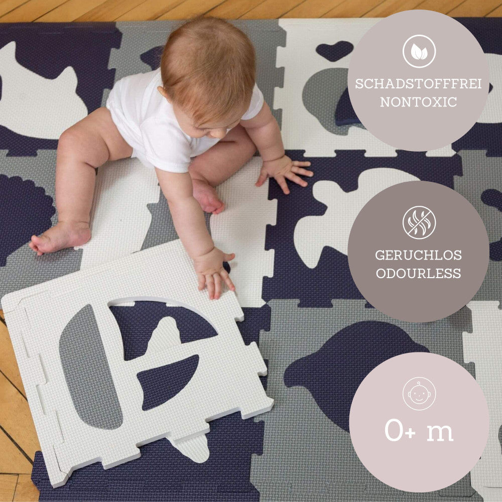 Hakuna Matte: Stylish Baby Mat: Marine World - 47x35", 12 Foam Floor Tiles W/ Removable Shapes