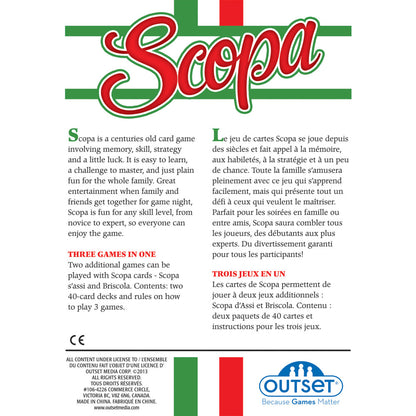 Scopa Traditional Italian Card Game - Family-Friendly Memory Strategy Game