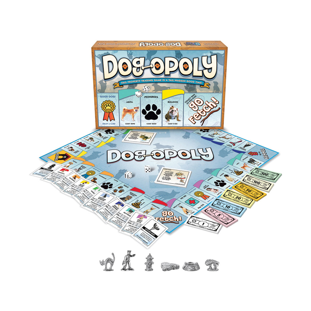 Dog-Opoly Monopoly-Style Board Game with Dog-Themed Play