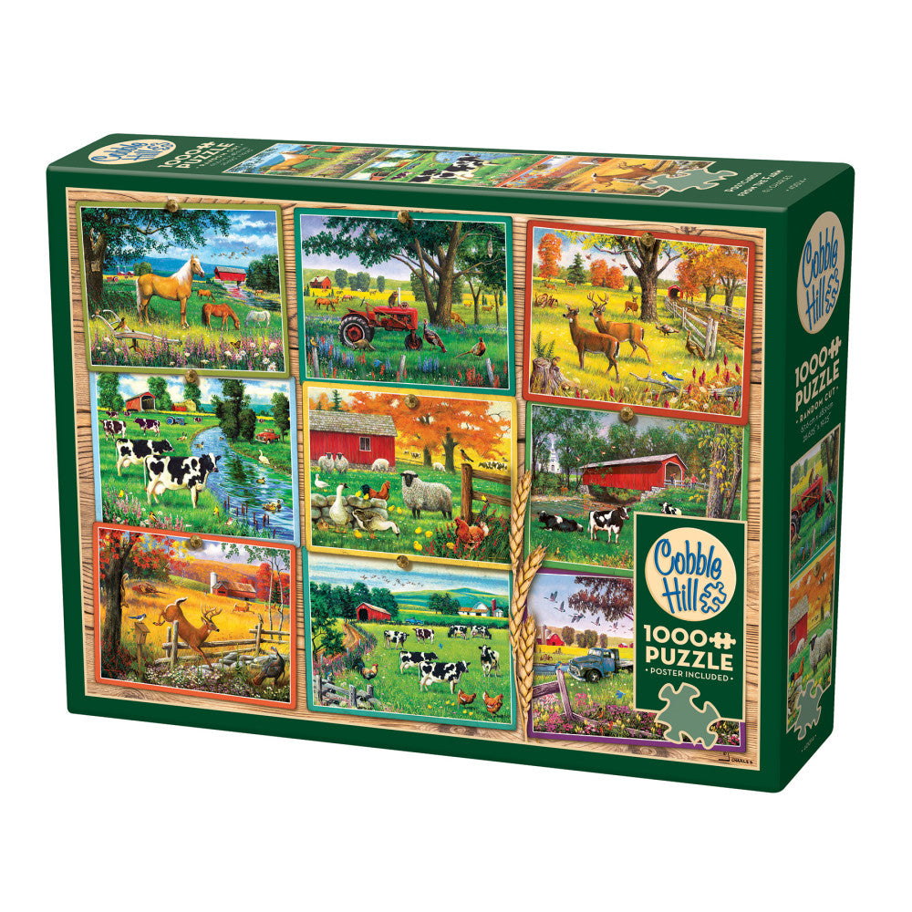 Cobble Hill Postcards From the Farm 1000 pc Puzzle - Reference Poster Included