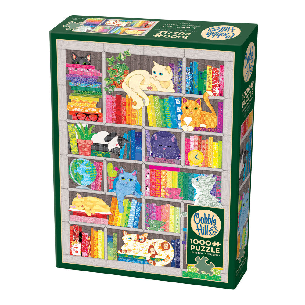 Cobble Hill Rainbow Cat Quilt Jigsaw Puzzle - 1000 pc