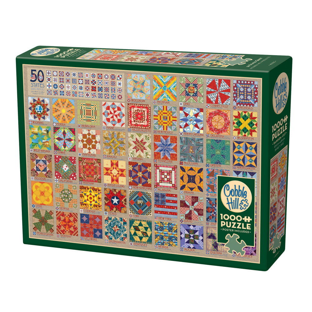 Cobble Hill 50 States Quilt Blocks Jigsaw Puzzle - 1000 pc