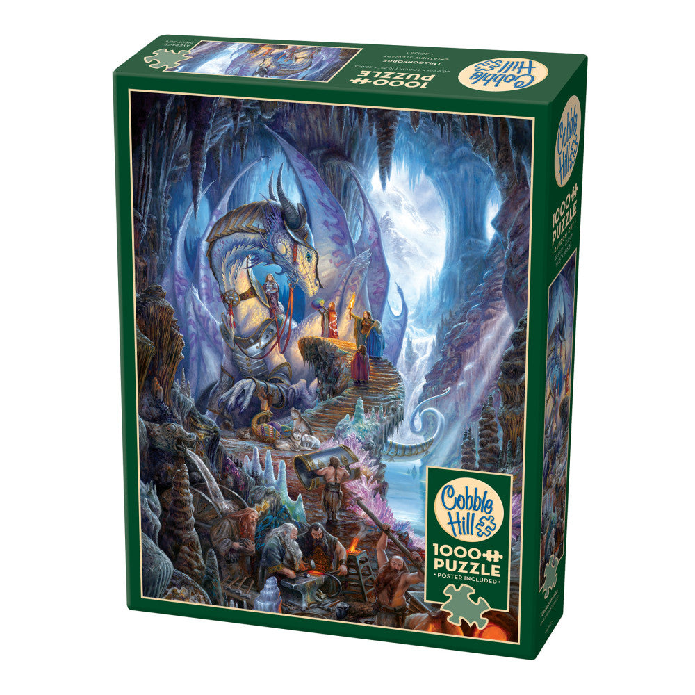 Cobble Hill Dragonforge 1000 Piece Puzzle with Reference Poster