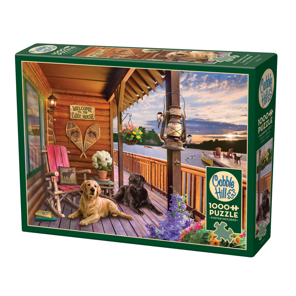 Cobble Hill 1000 Piece Puzzle: Welcome To The Lake House - Premium Jigsaw with Reference Poster