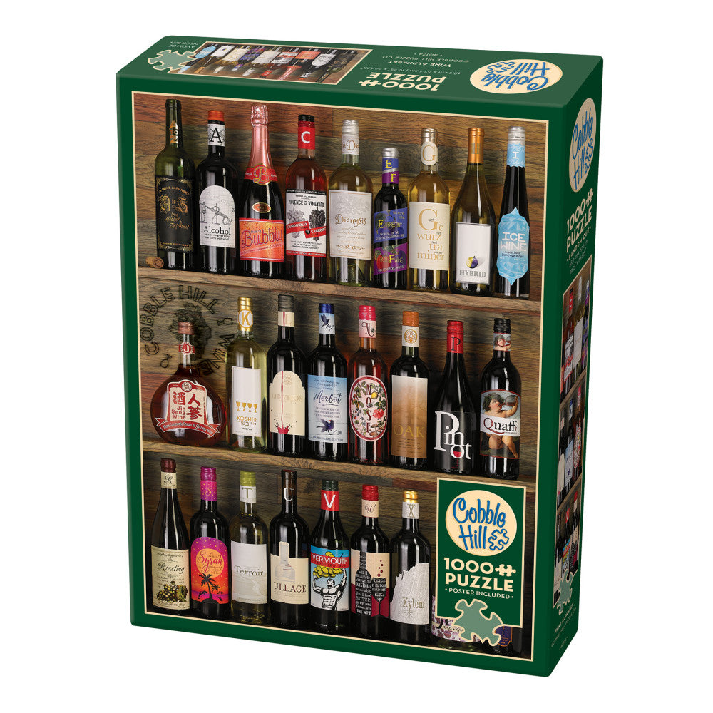 Cobble Hill 1000 Piece Wine Alphabet Jigsaw Puzzle with Reference Poster