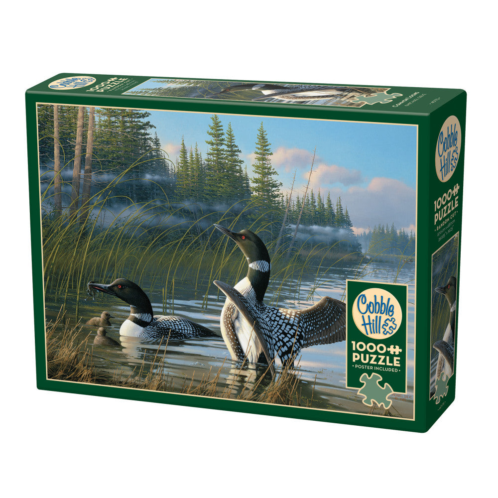 Cobble Hill 1000 Piece Puzzle: Common Loons - Eco-Friendly Jigsaw with Reference Poster