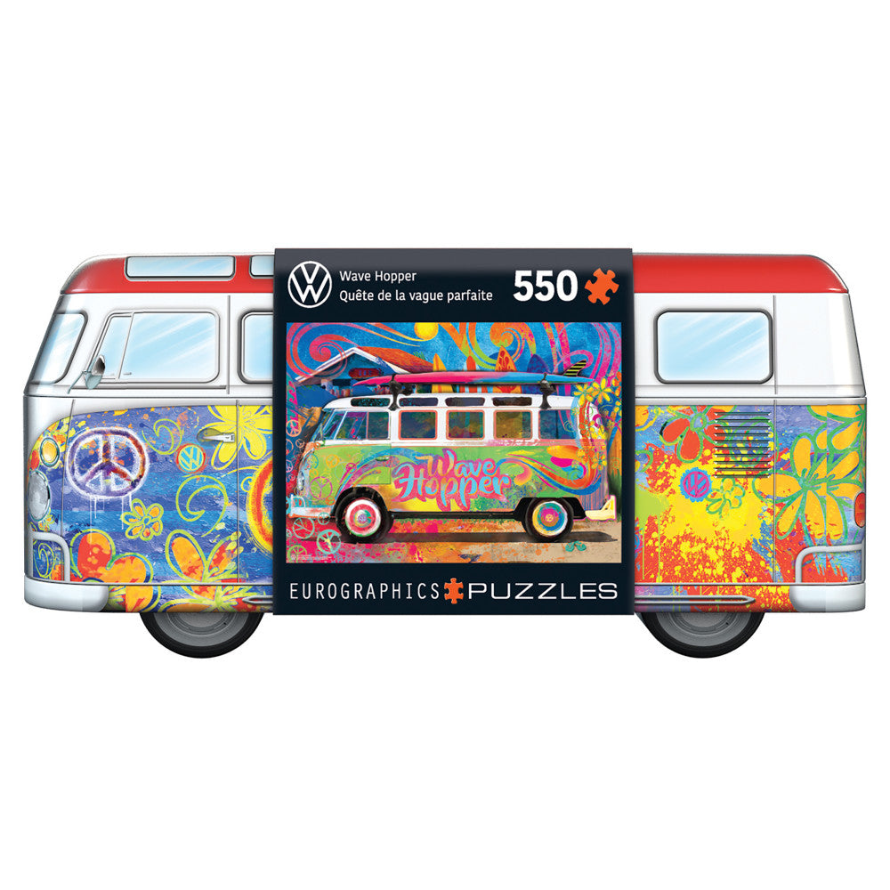 Eurographics VW Wave Hopper Collectible Bus-Shaped Tin Puzzle - 550 pc