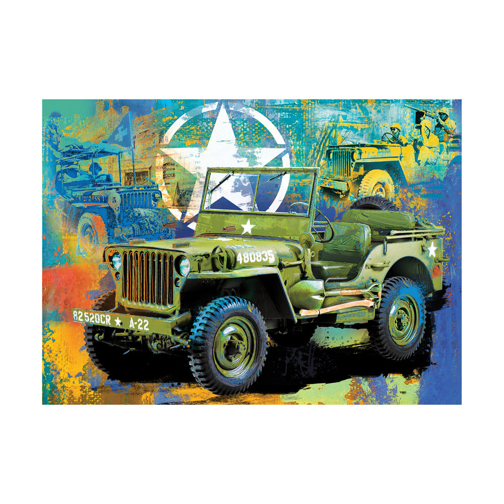 Eurographics Jeep Army Truck Shaped Tin Jigsaw Puzzle - 550 pc