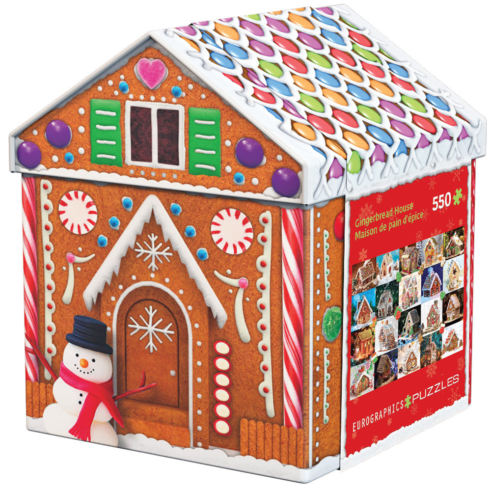 Eurographics: Puzzle Tin: Gingerbread House - 550 Piece Jigsaw Decorative House Shaped Tin