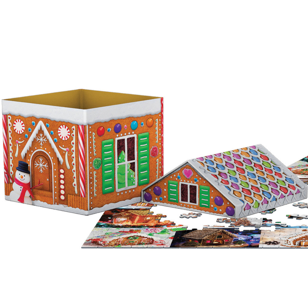 Eurographics: Puzzle Tin: Gingerbread House - 550 Piece Jigsaw Decorative House Shaped Tin