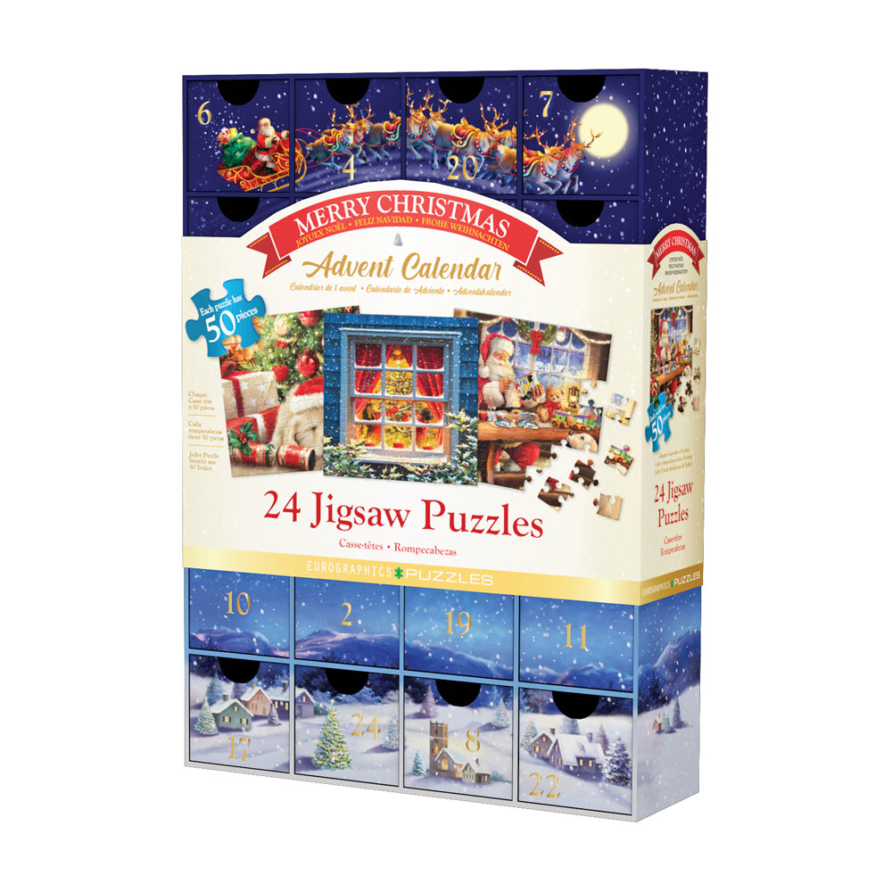 Eurographics Merry Christmas 24-Pack Jigsaw Puzzles - 50 pc Each