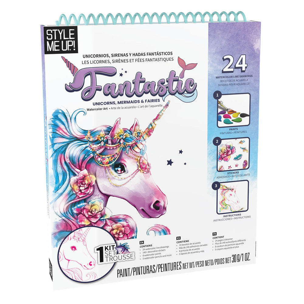 Style Me Up Watercolor Painting Kit - Fantastic Unicorn, Mermaids & Fairies