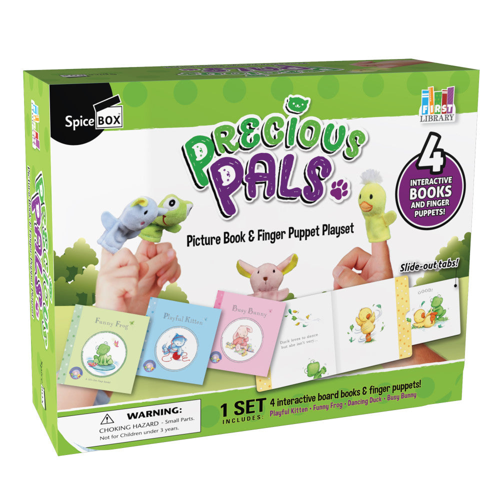 SpiceBox First Library Precious Pals 4-Book Set with Finger Puppets