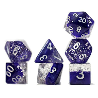 Halfsies Dice Glitter Purple Sparkle Edition Polyhedral Set